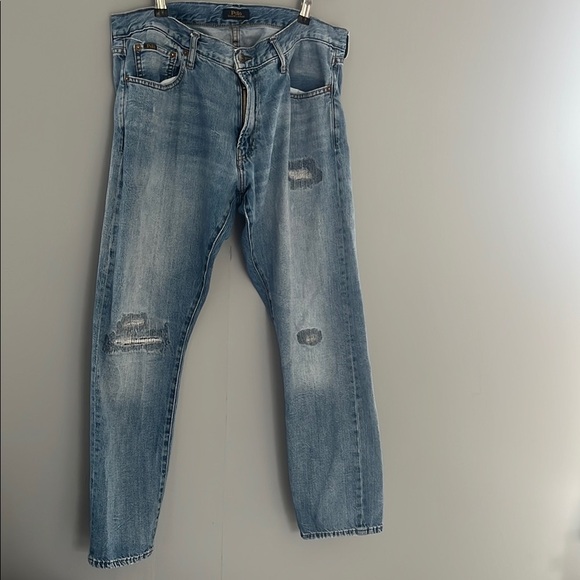 Men's Blue Distressed Jeans - Picture 1 of 16